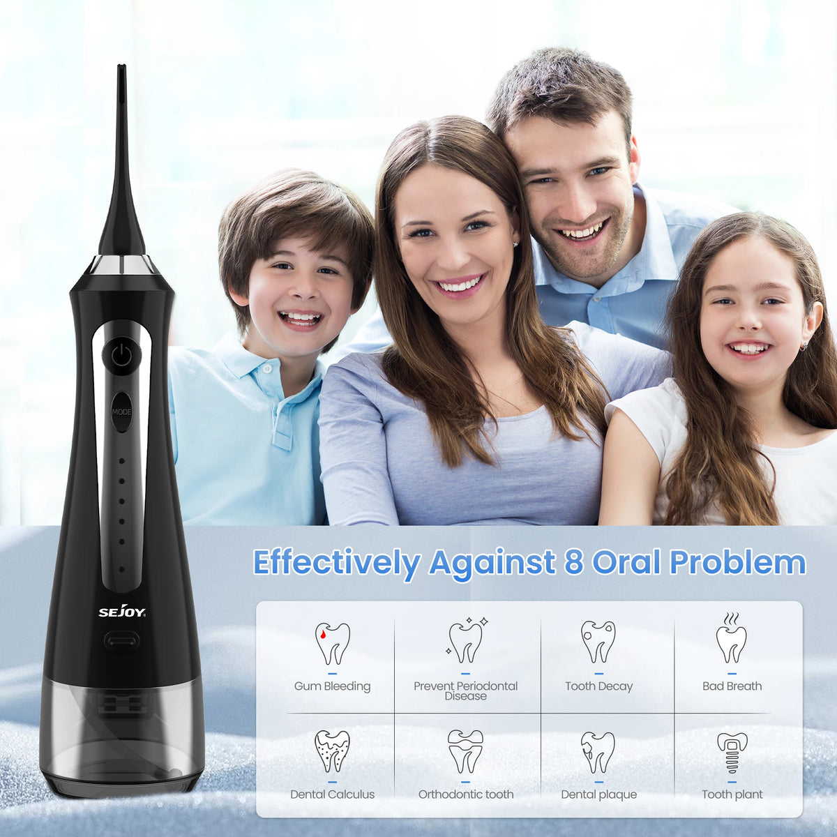 Sejoy Portable Electric Water Flosser With Multiple Cleaning Modes