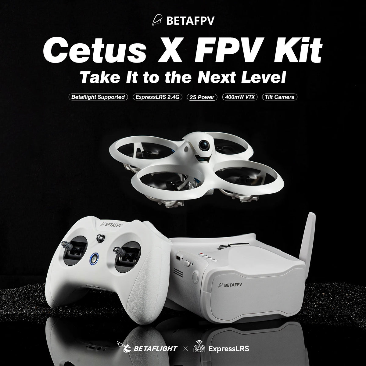 BETAFPV Cetus X FPV Racing Drone Kit With VR03 Goggles and Transmitter