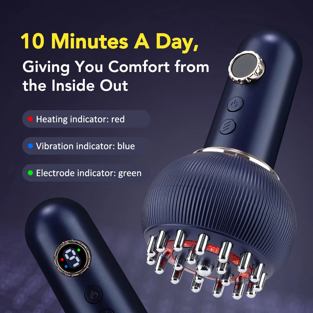 PASTSKY Heated EMS Body Massager Brush For Muscle Relaxation