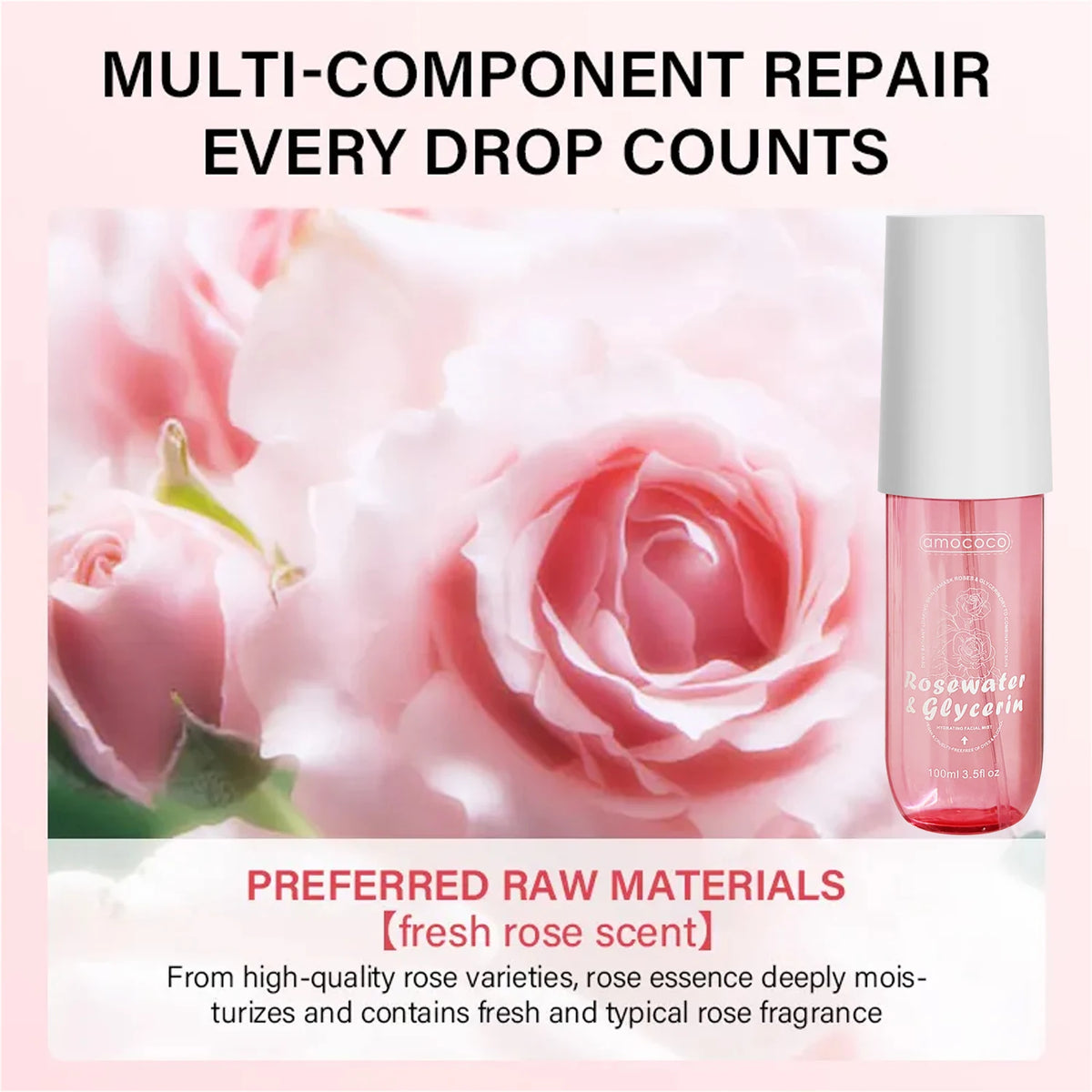 AMOCOCO Rose Water Facial Mist Hydrating Spray Daily Skincare