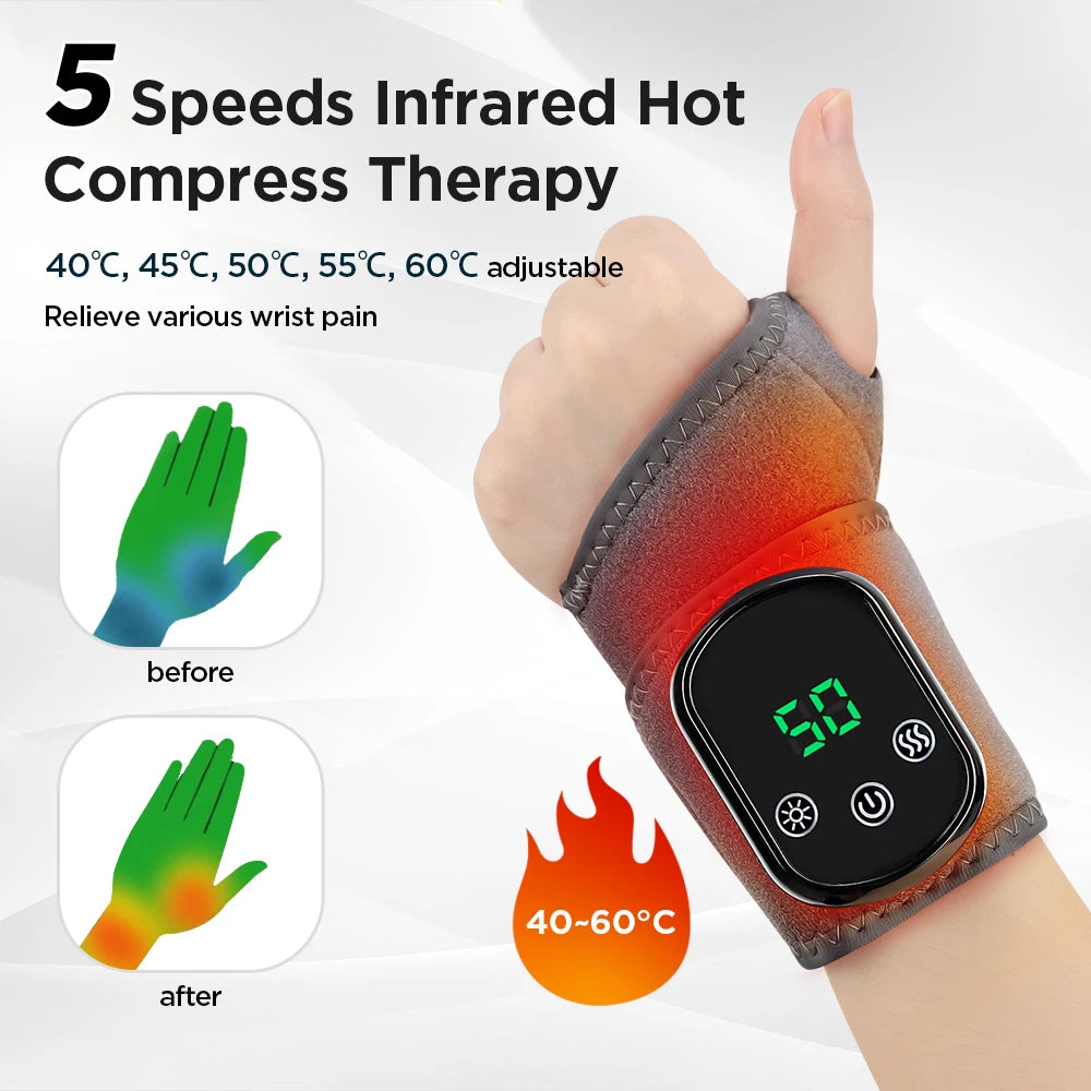 Agdoad Electric Heating Wrist Massager With Vibration Brace Support