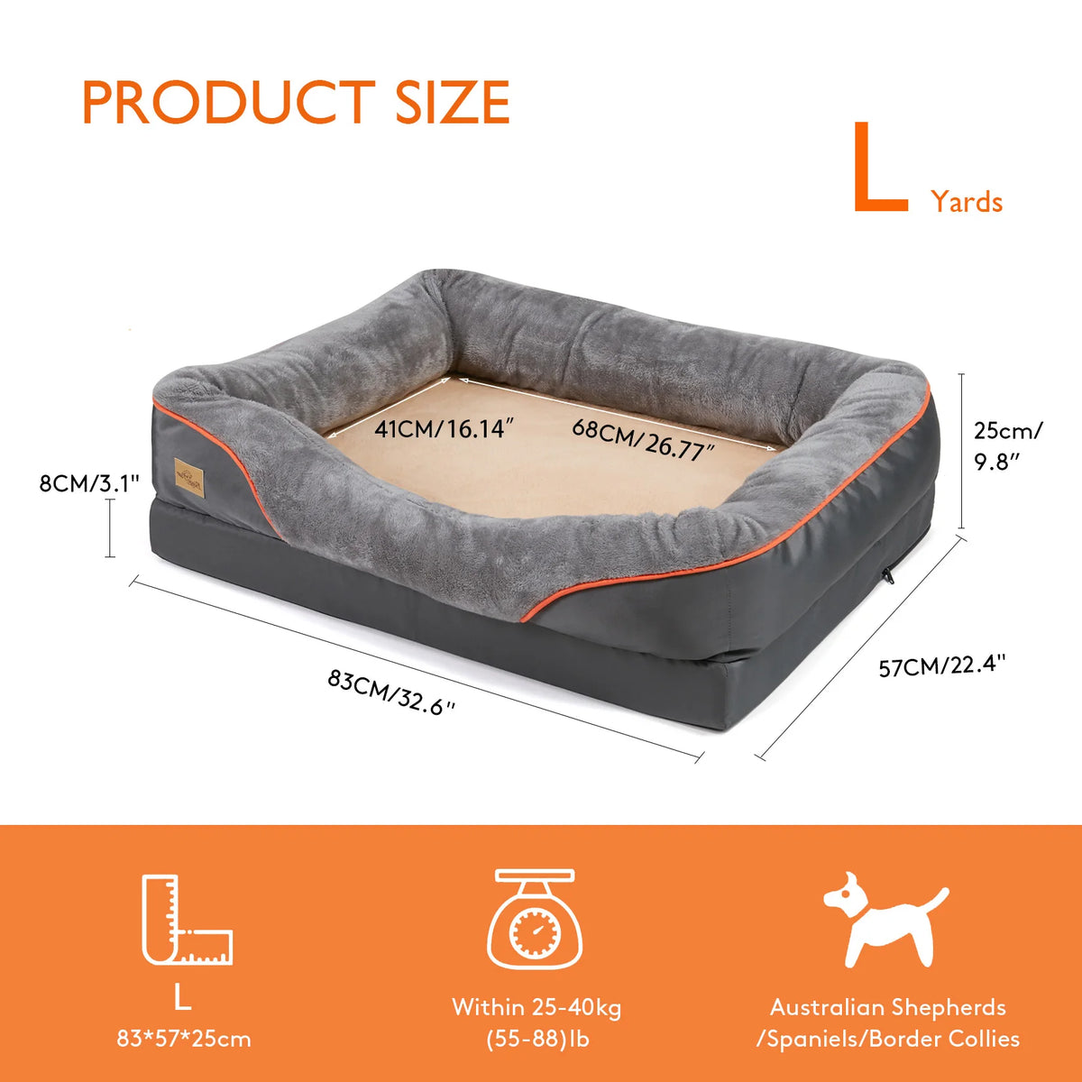 BINGOPAW Waterproof Dog Bed With Removable Washable Fleece Cover