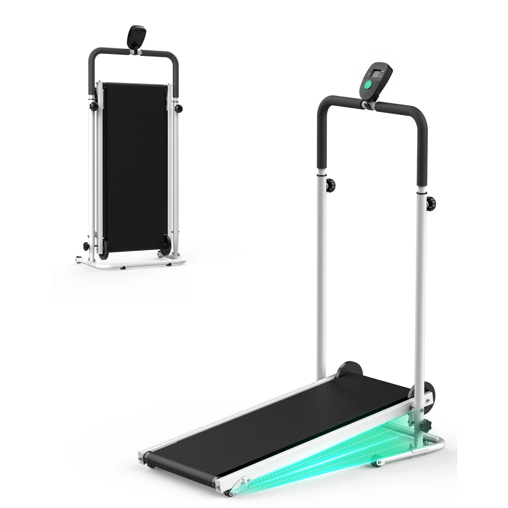 AKLUER Non-Motorized Treadmill With Fixed Incline And LCD Monitor